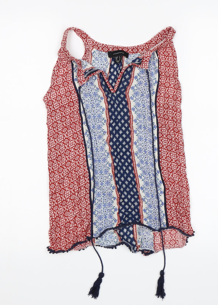 Atmosphere Womens Blue Paisley  Basic Blouse Size 8