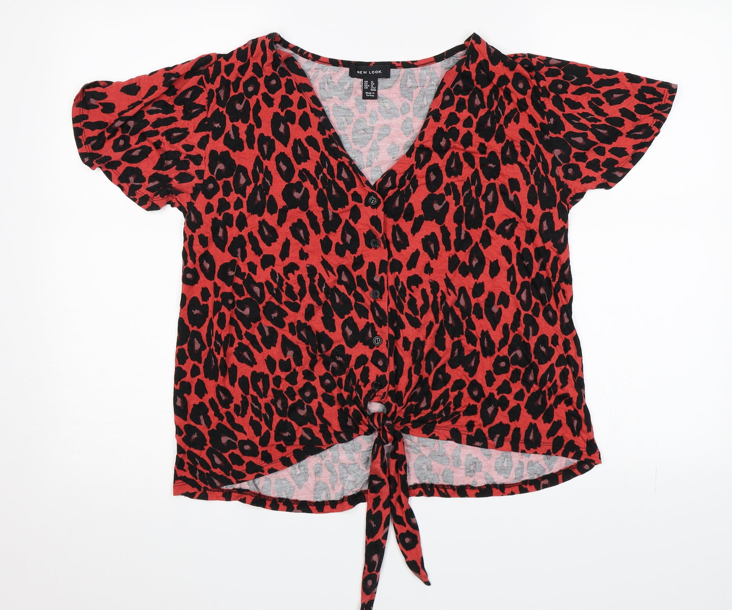 New Look Womens Red Animal Print  Basic Blouse Size 16