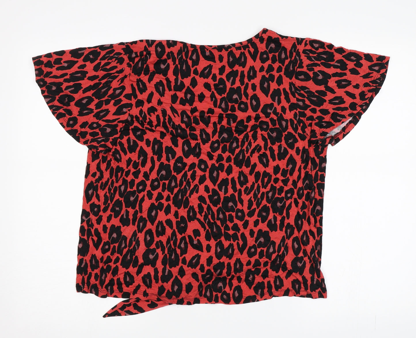 New Look Womens Red Animal Print  Basic Blouse Size 16