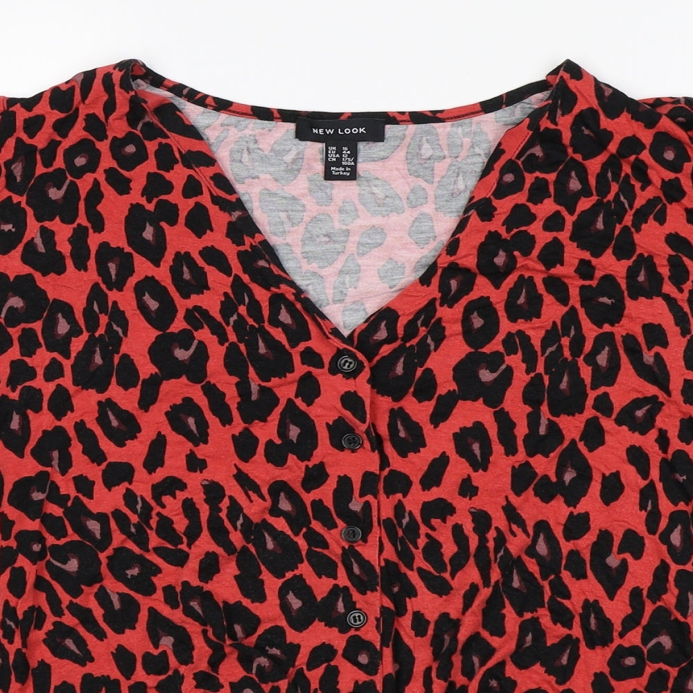 New Look Womens Red Animal Print  Basic Blouse Size 16