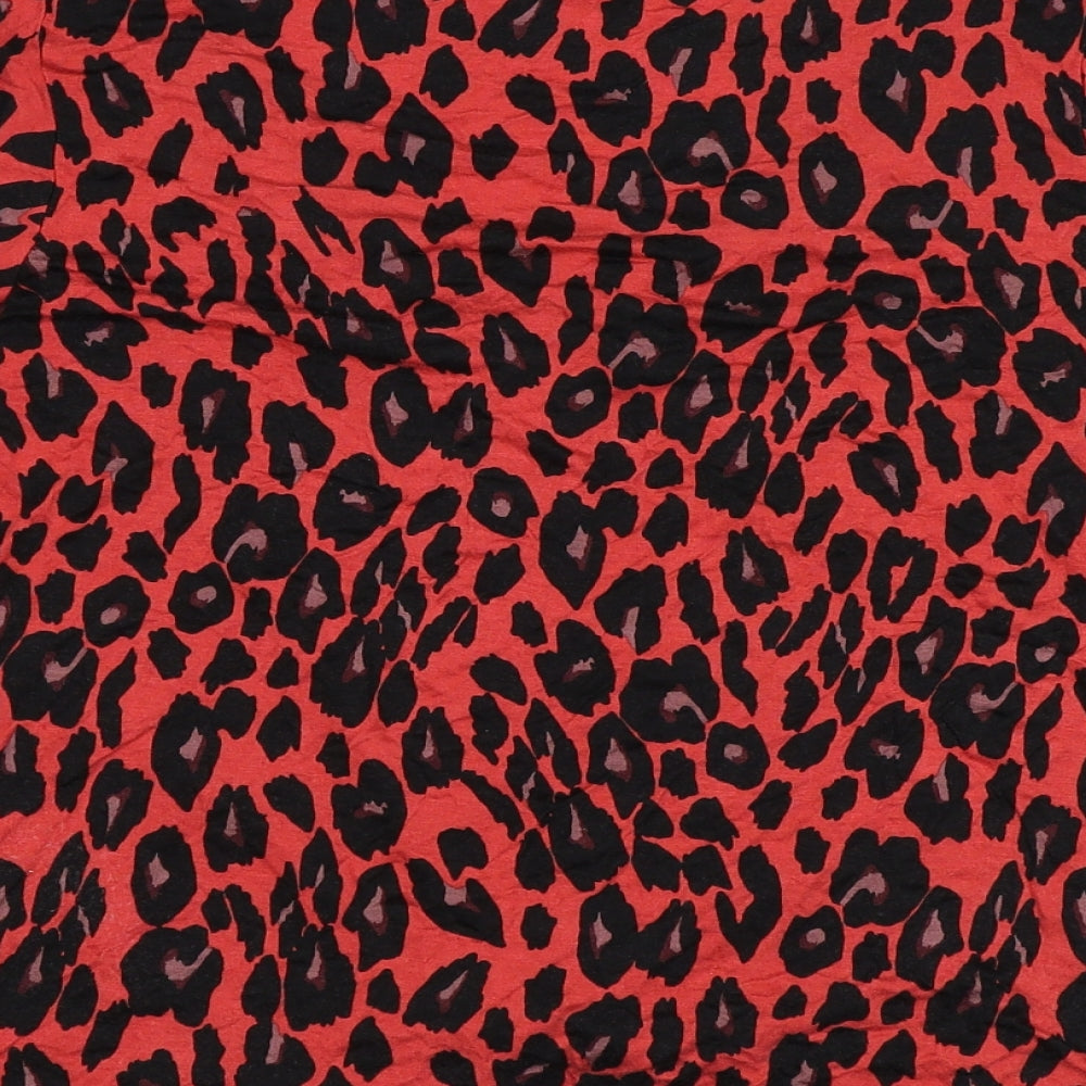New Look Womens Red Animal Print  Basic Blouse Size 16