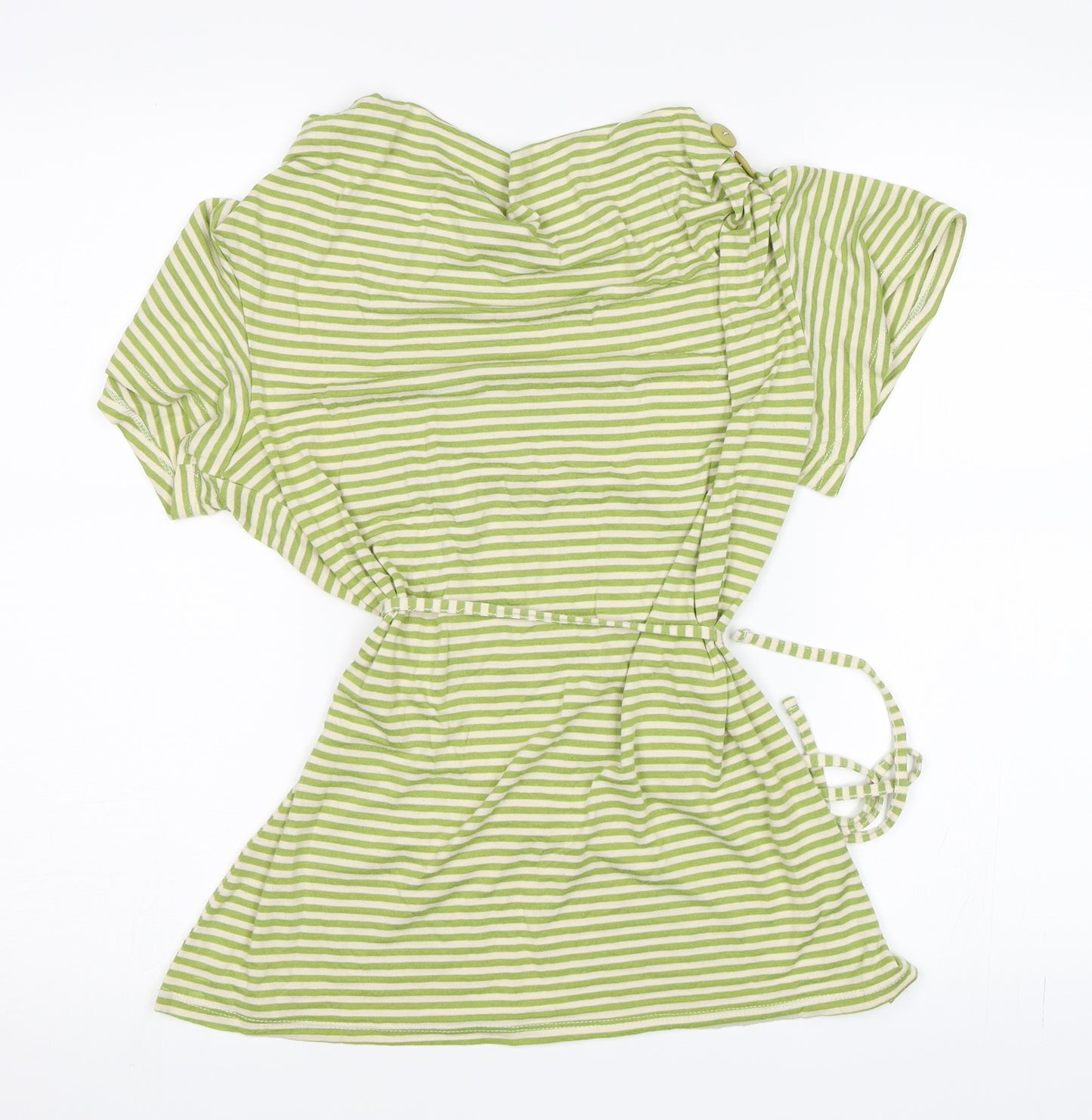 Soon Womens Green Striped  Basic T-Shirt Size 12
