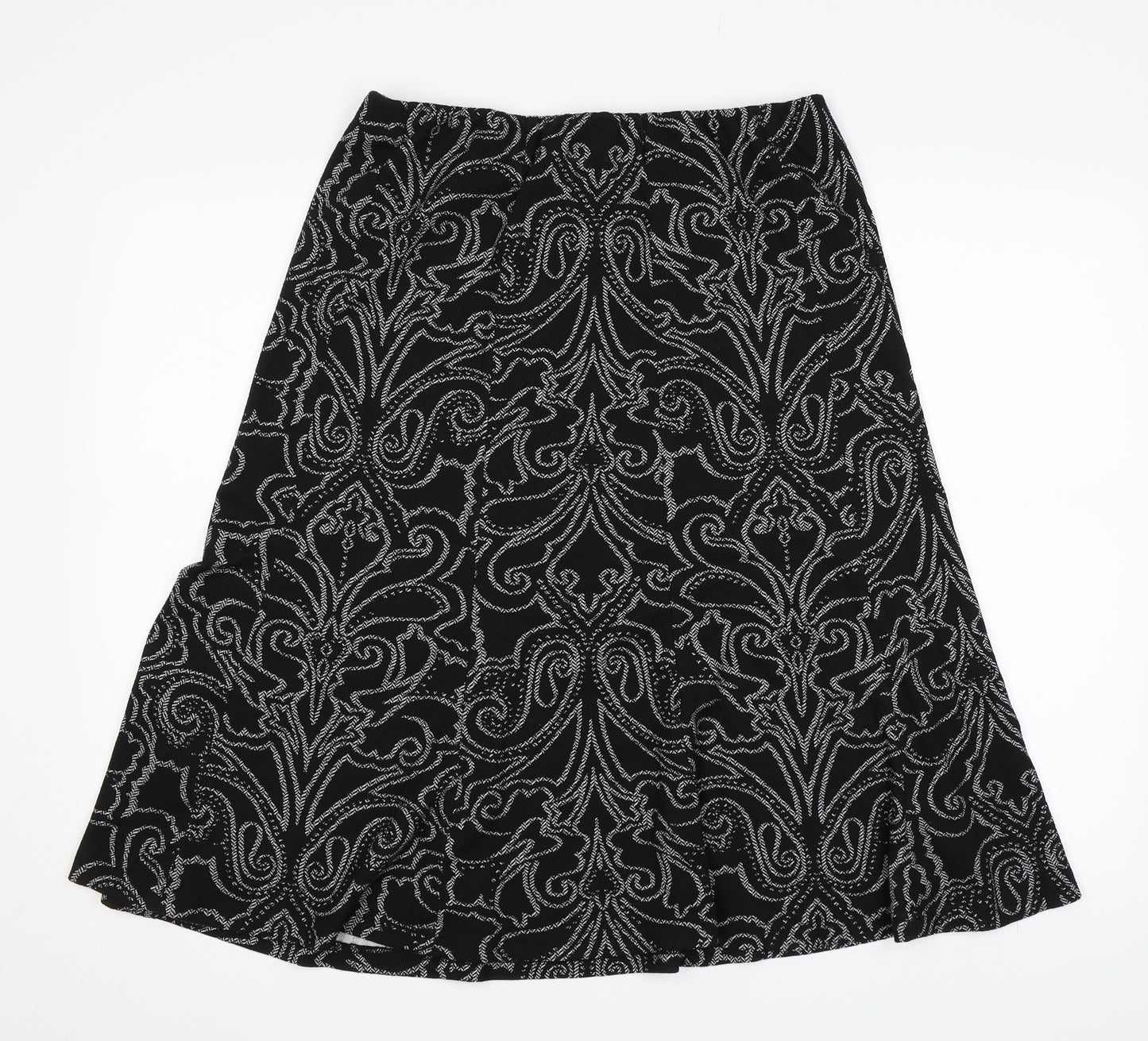 M&S Womens Black Geometric  Swing Skirt Size 14
