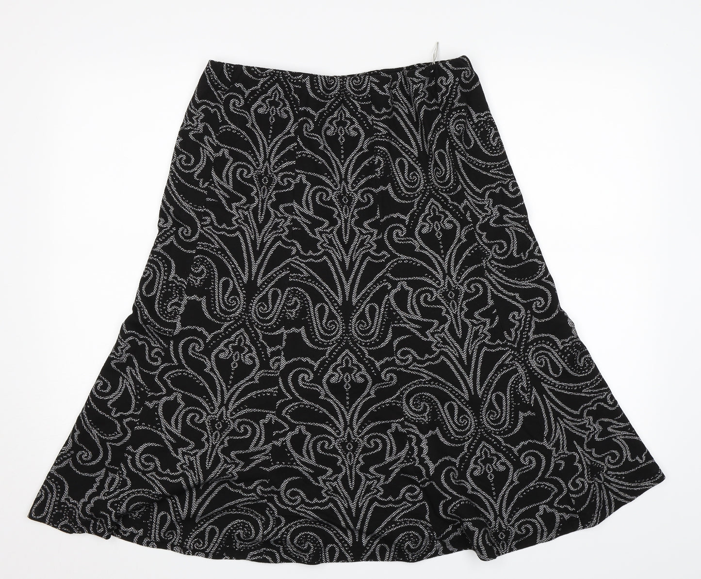 M&S Womens Black Geometric  Swing Skirt Size 14