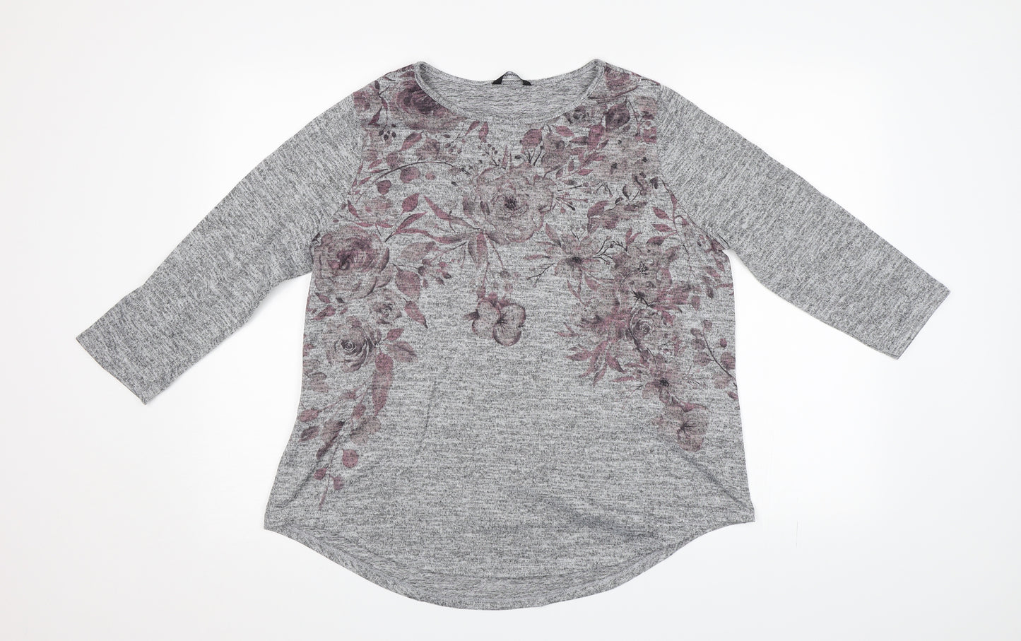 Roman Womens Grey Floral  Jersey Blouse Size 16