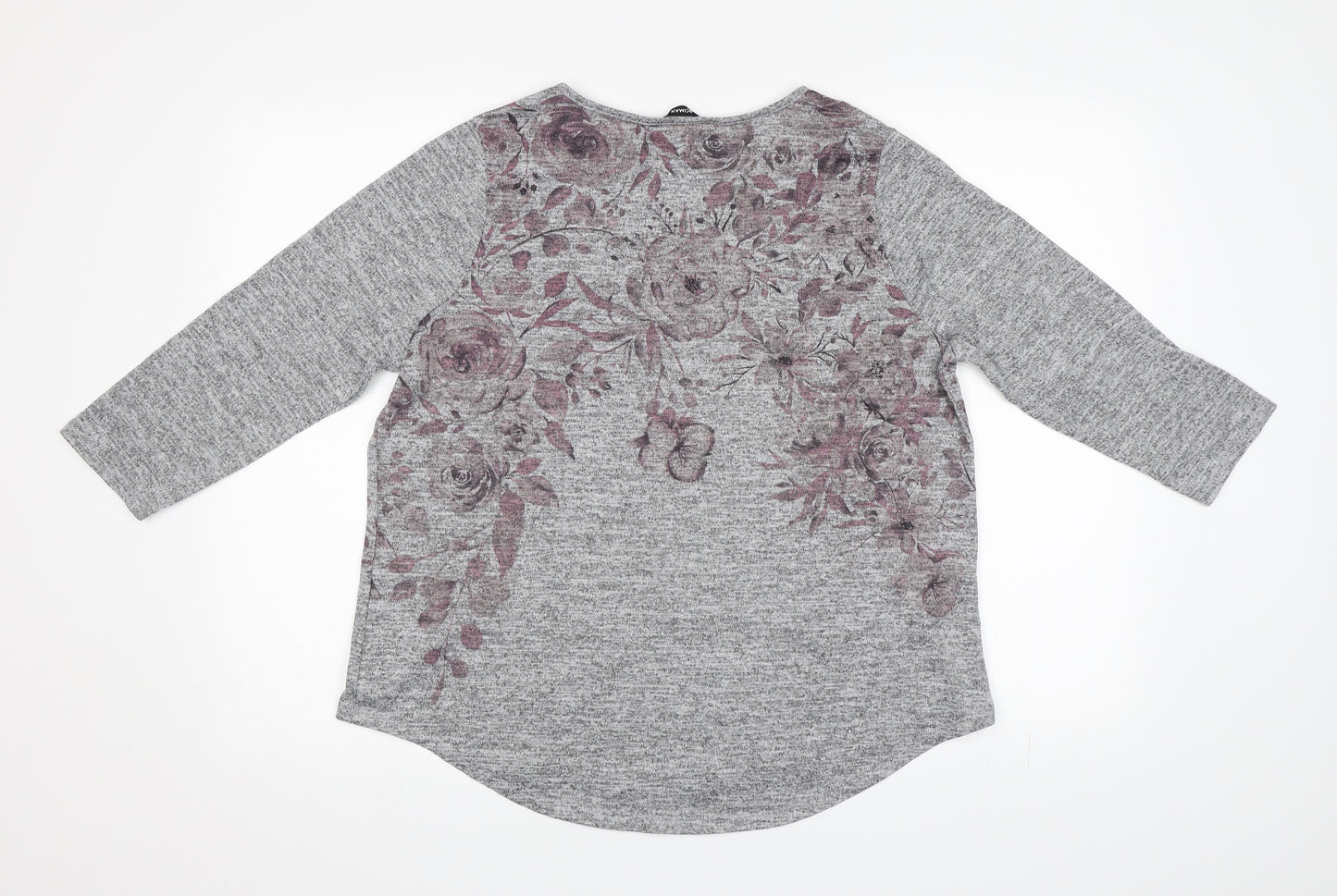 Roman Womens Grey Floral  Jersey Blouse Size 16