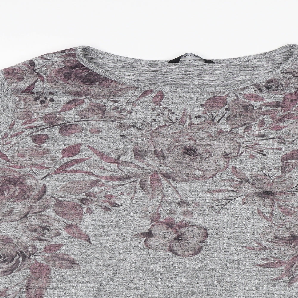 Roman Womens Grey Floral  Jersey Blouse Size 16