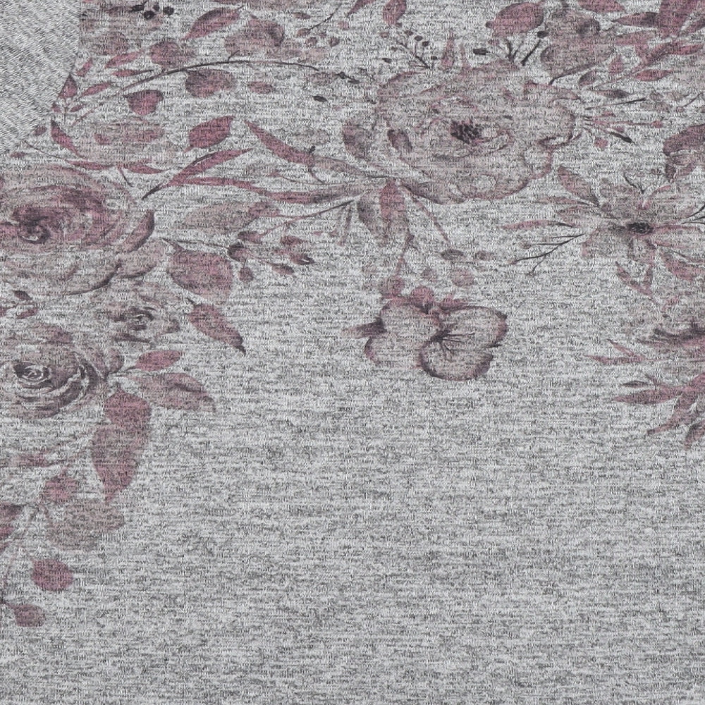 Roman Womens Grey Floral  Jersey Blouse Size 16