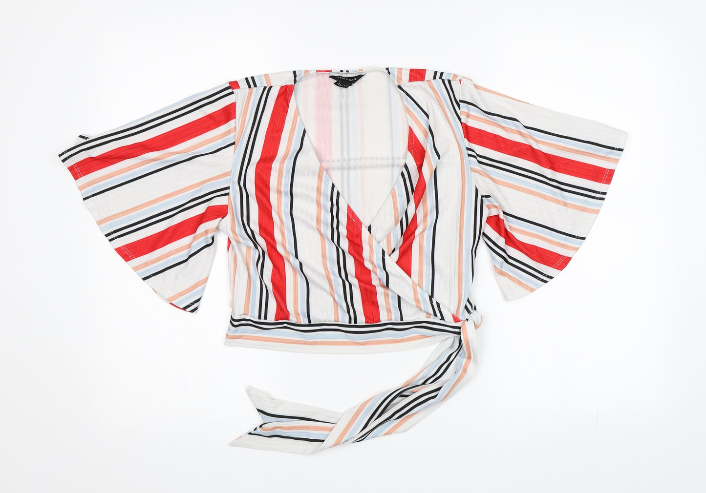 New Look Womens White Striped  Basic Blouse Size 14