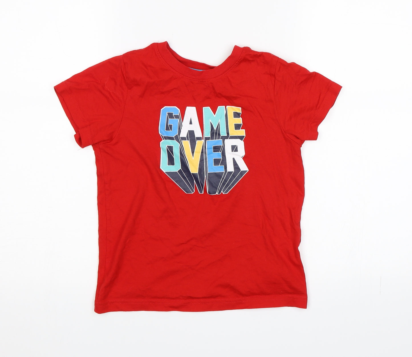 Primark Boys Red   Basic T-Shirt Size 6-7 Years  - Game over