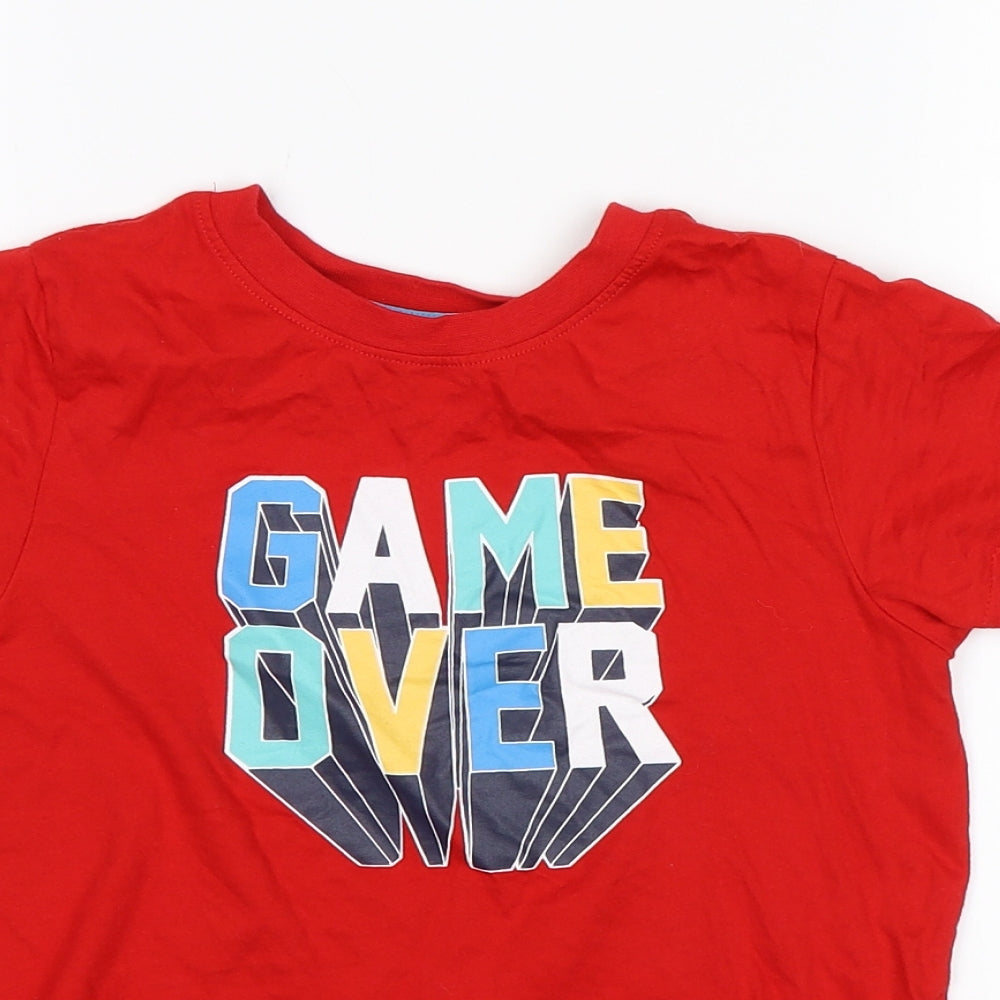 Primark Boys Red   Basic T-Shirt Size 6-7 Years  - Game over