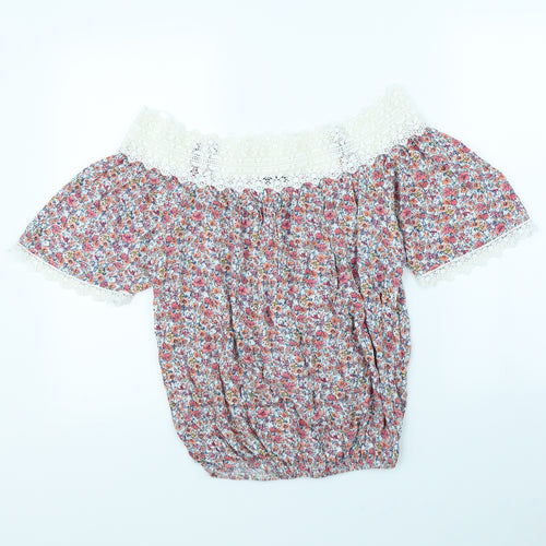 F&F Womens White Floral  Basic Blouse Size 6