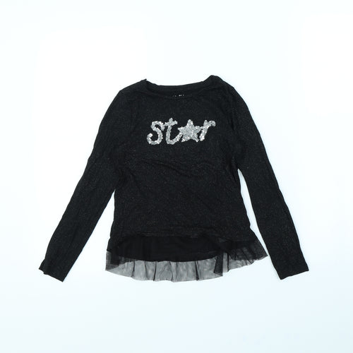 Nutmeg Girls Black   Basic T-Shirt Size 10 Years  - STAR