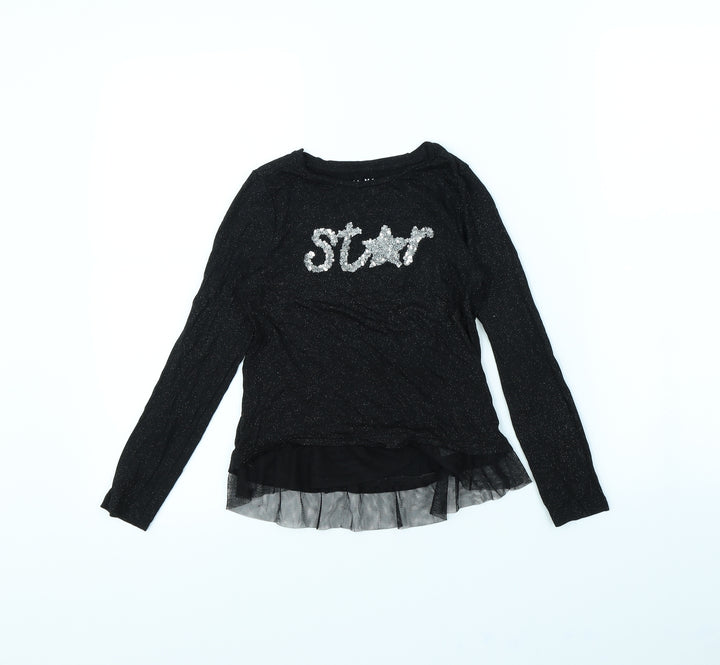 Nutmeg Girls Black   Basic T-Shirt Size 10 Years  - STAR