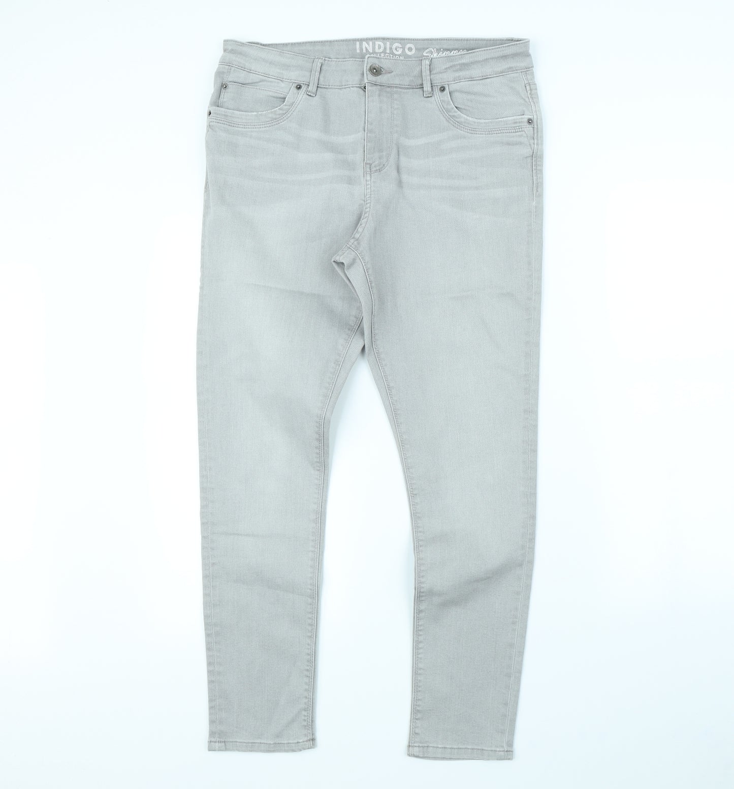 m&s Womens Grey   Straight Jeans Size 14 L30 in