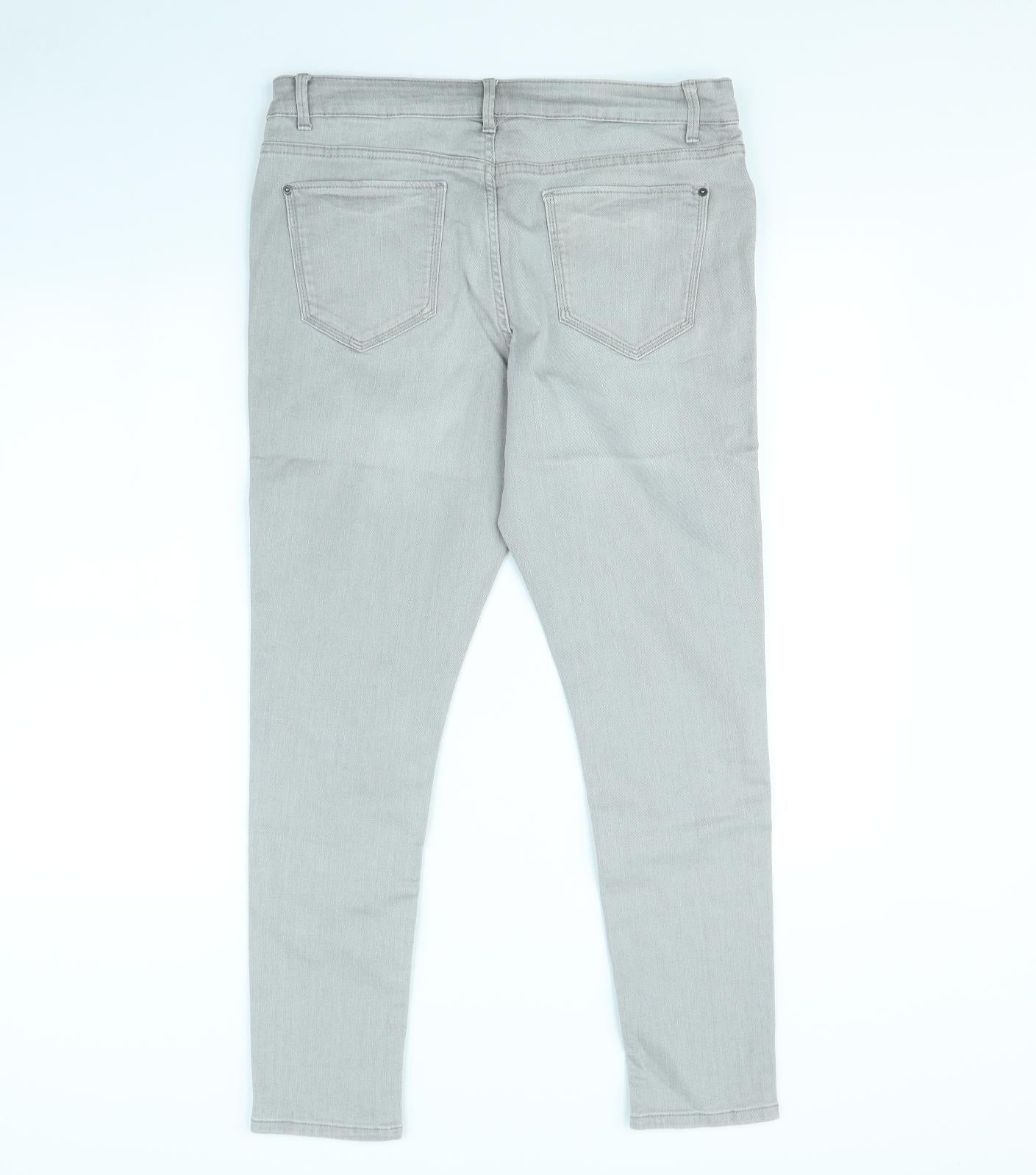 m&s Womens Grey   Straight Jeans Size 14 L30 in