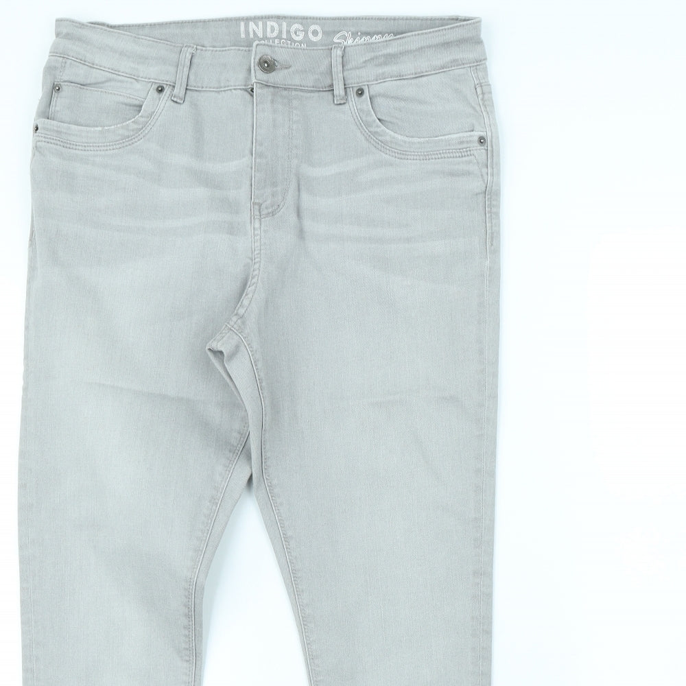 m&s Womens Grey   Straight Jeans Size 14 L30 in