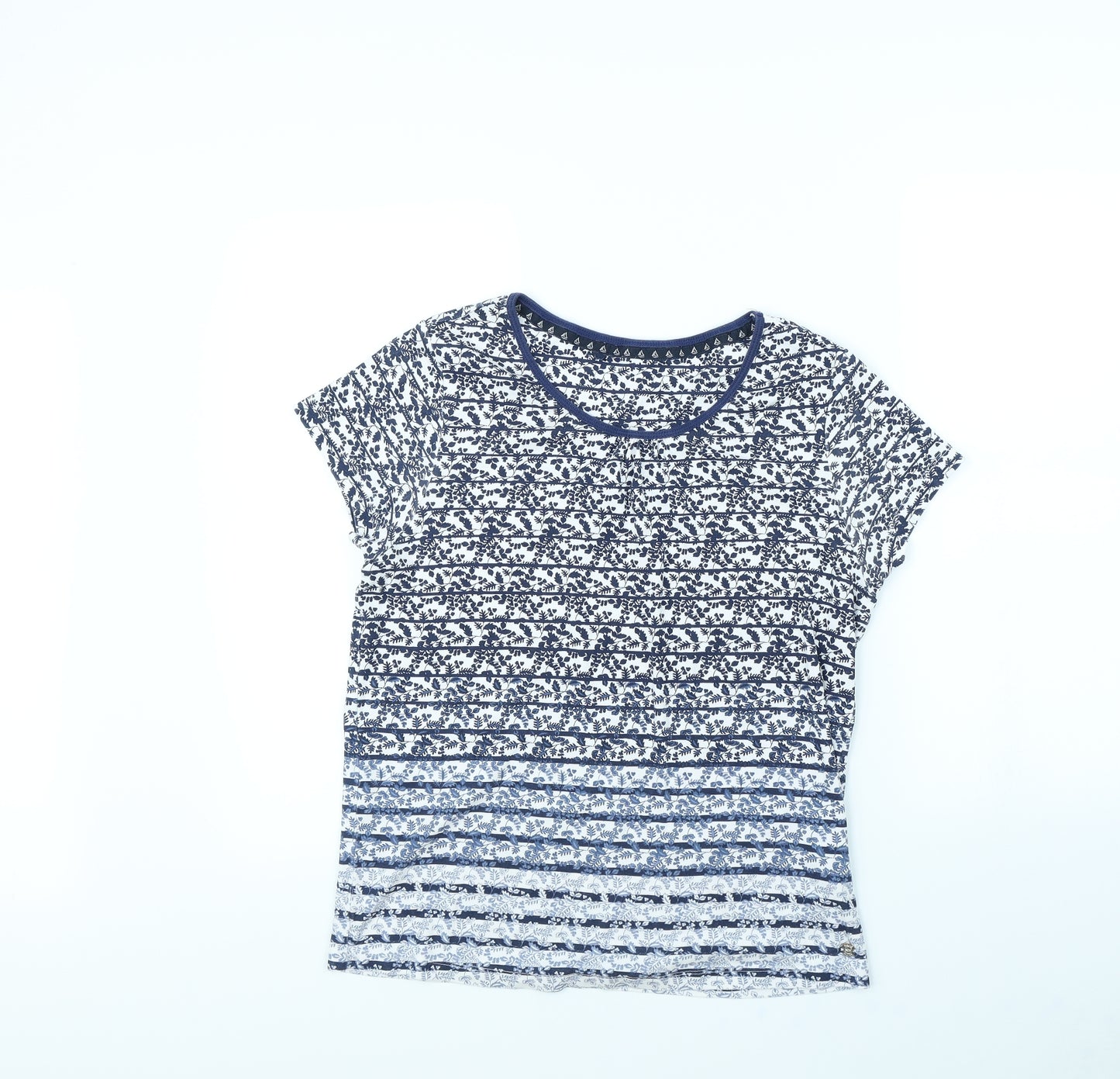Maine Womens White Geometric  Basic T-Shirt Size 16