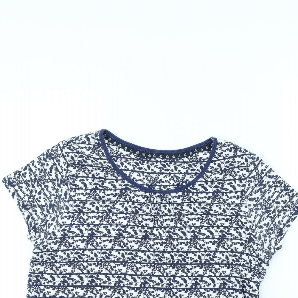 Maine Womens White Geometric  Basic T-Shirt Size 16
