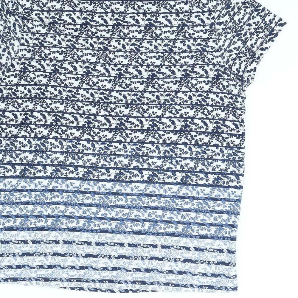Maine Womens White Geometric  Basic T-Shirt Size 16