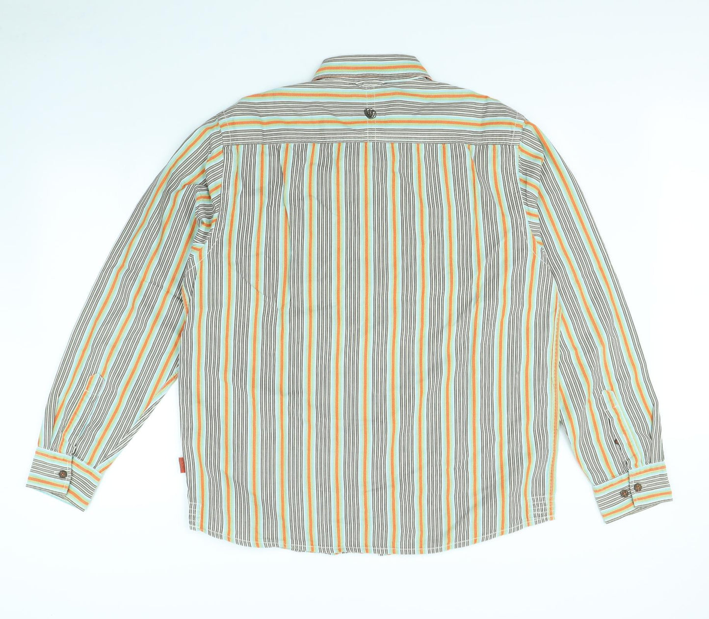 Fat Face Mens Beige Striped   Dress Shirt Size L