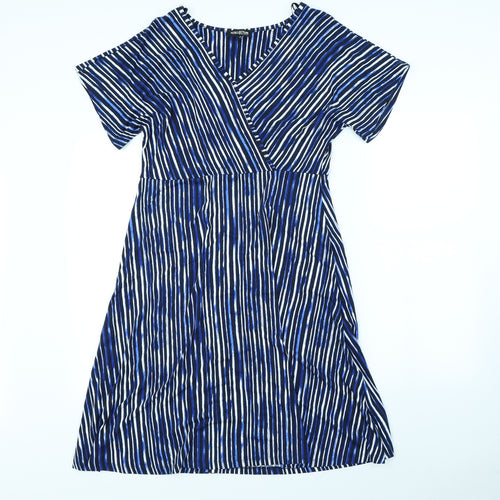 Debenhams Womens Blue Striped  Wrap Dress  Size 14