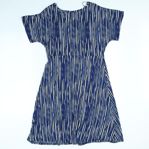 Debenhams Womens Blue Striped  Wrap Dress  Size 14