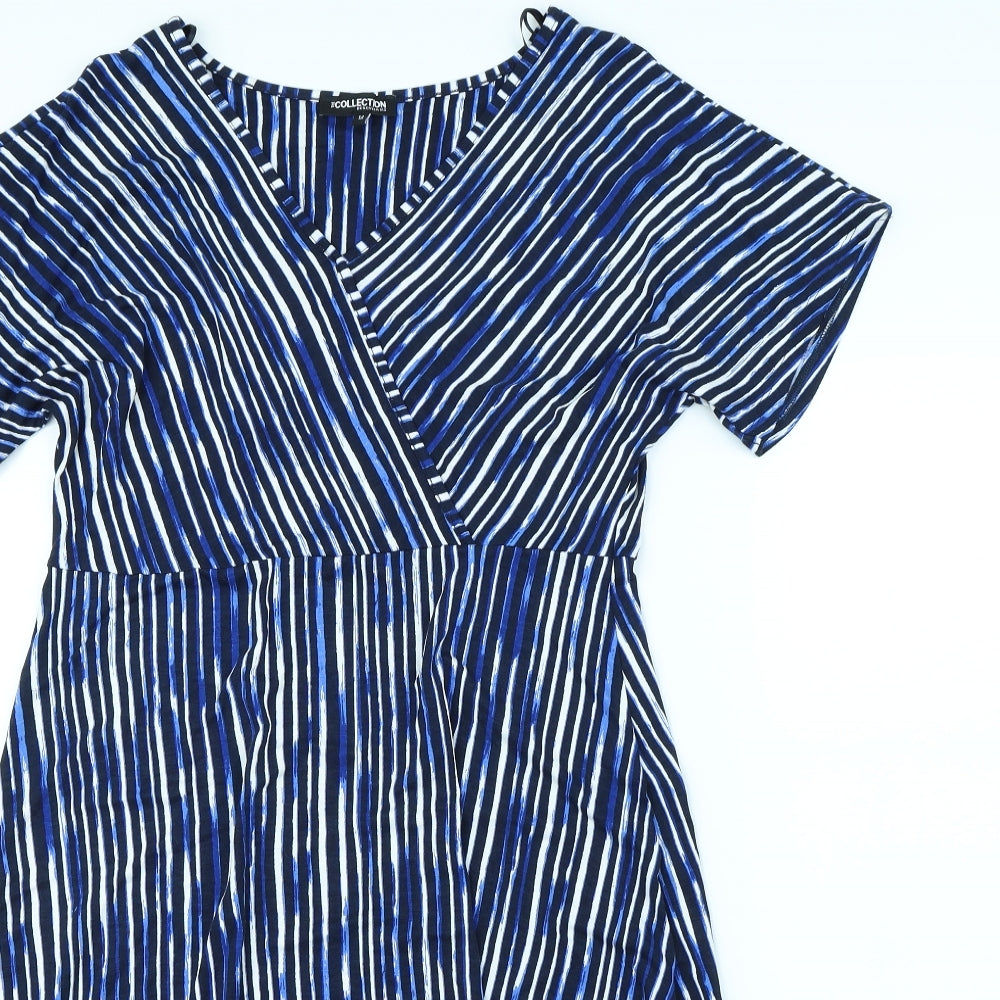 Debenhams Womens Blue Striped  Wrap Dress  Size 14