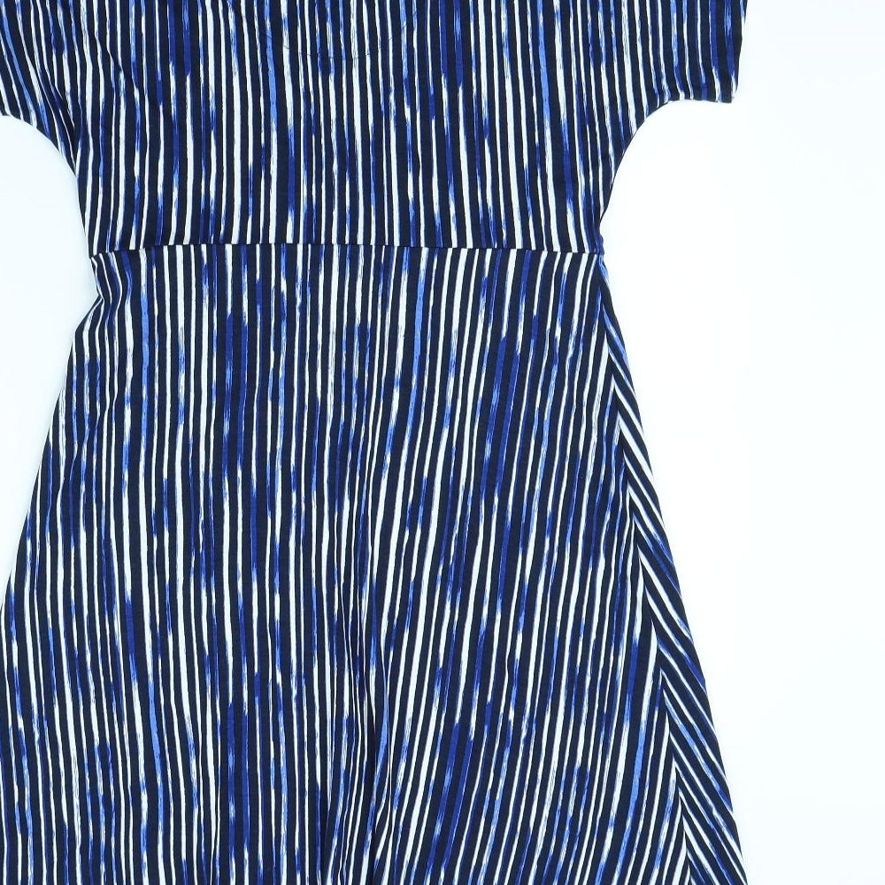 Debenhams Womens Blue Striped  Wrap Dress  Size 14