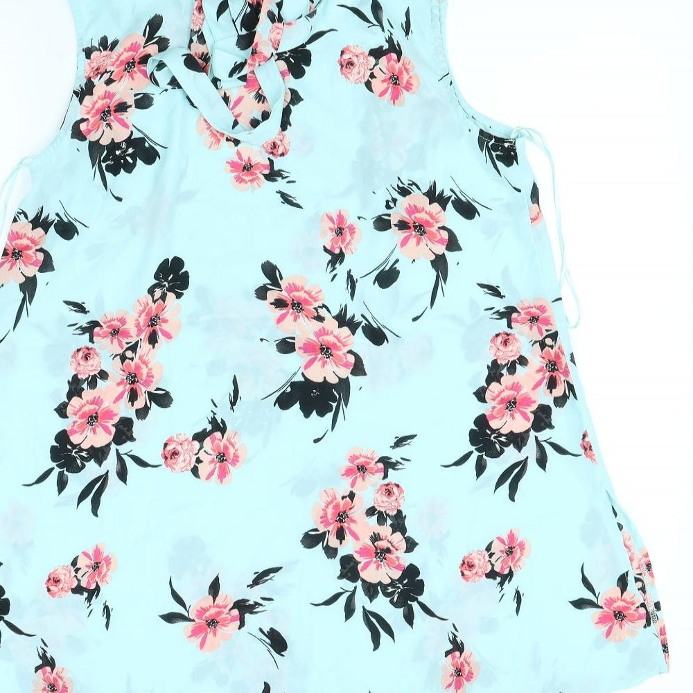 George Womens Blue Floral  Basic Blouse Size 14