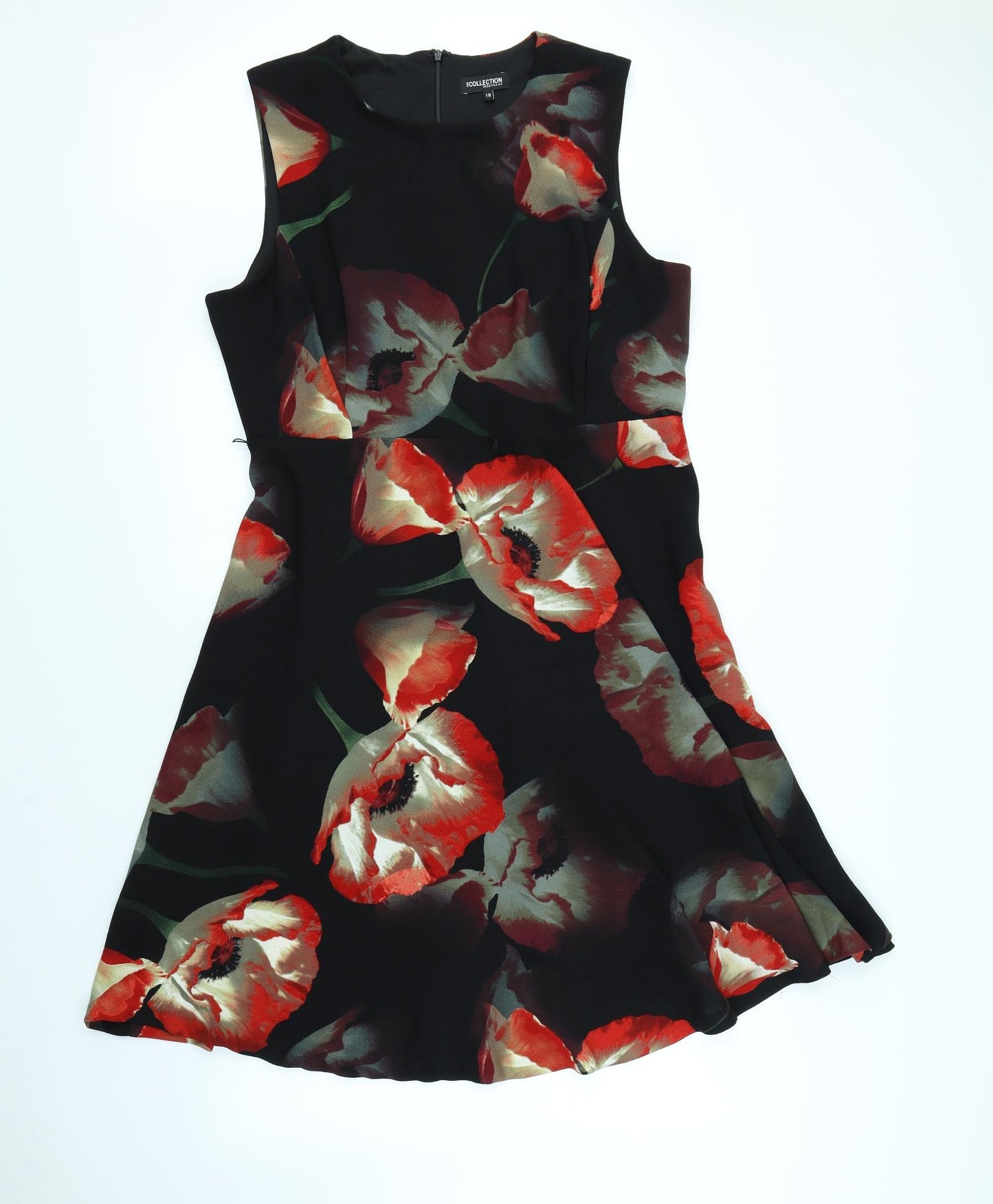 Debenhams Womens Black Floral  Fit & Flare  Size 18