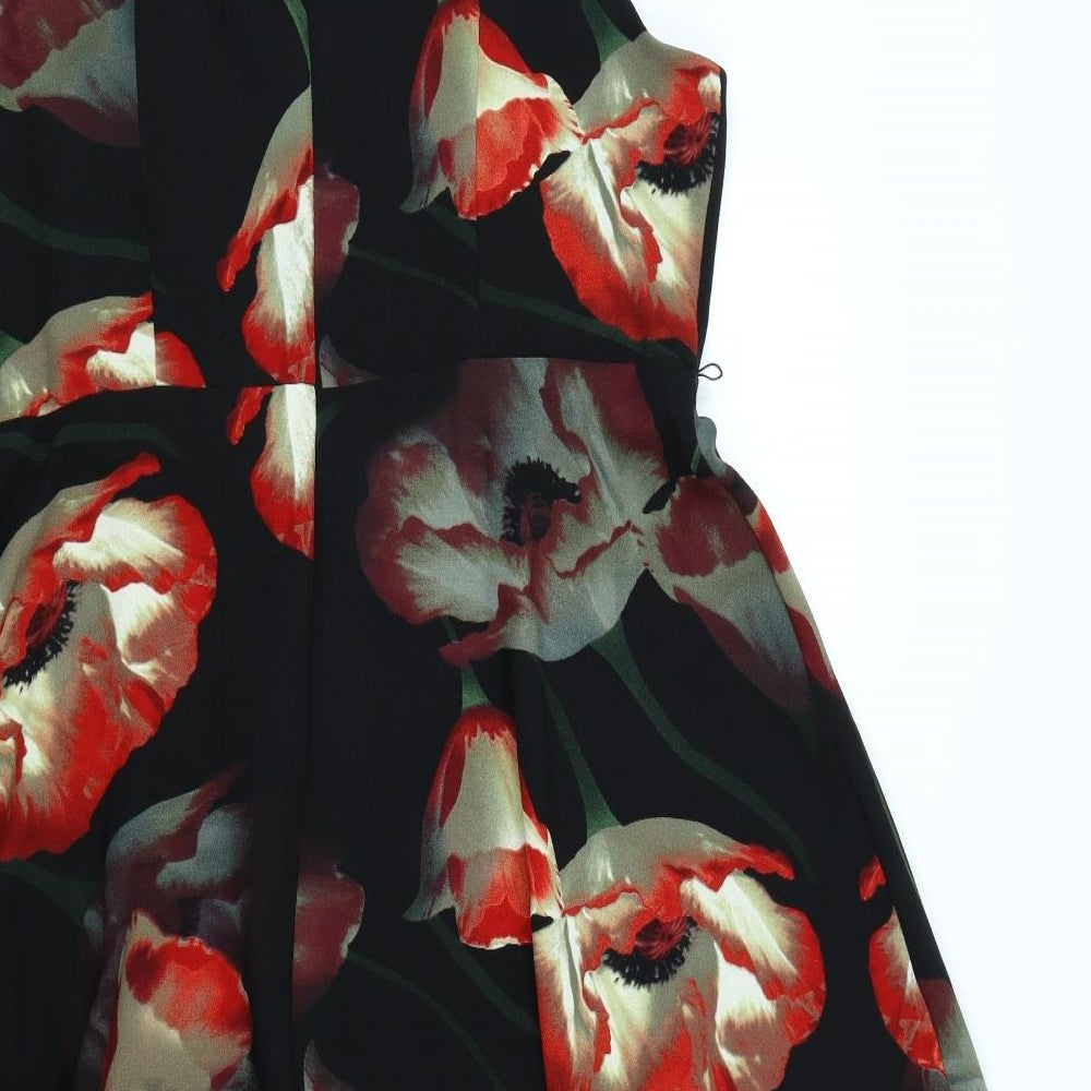 Debenhams Womens Black Floral  Fit & Flare  Size 18
