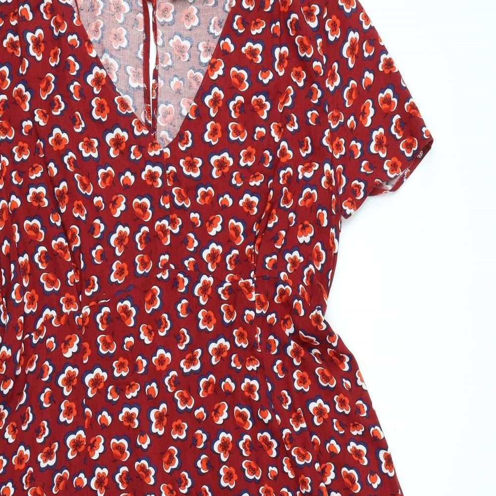 George Womens Red Floral  Fit & Flare  Size 18
