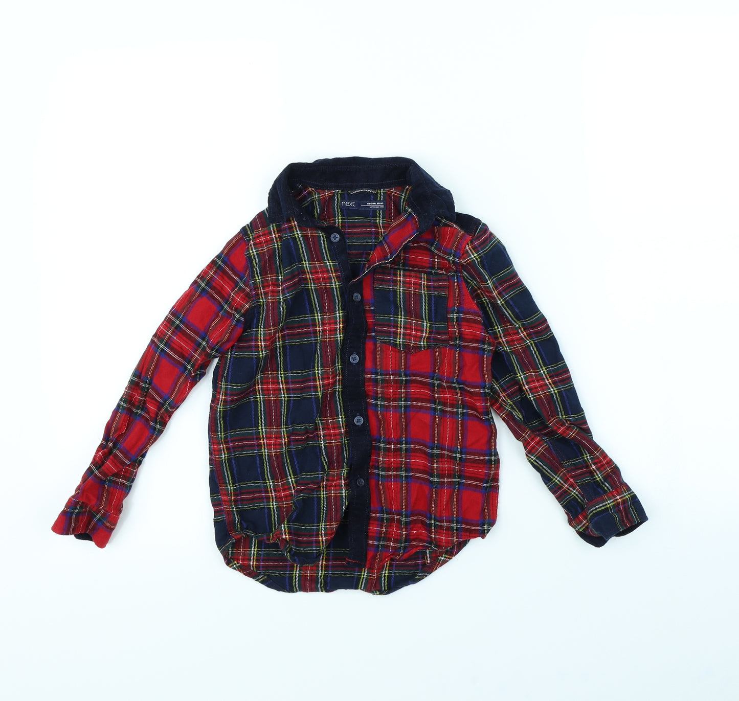 NEXT Boys Red Plaid  Basic Button-Up Size 6 Years