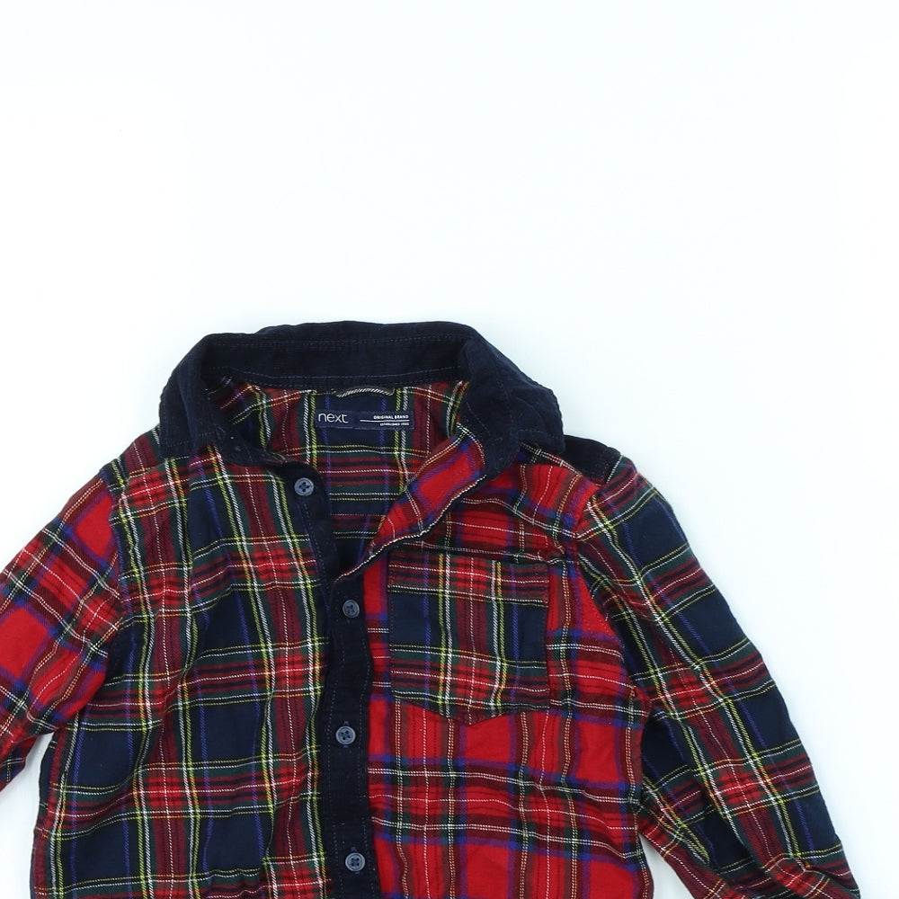 NEXT Boys Red Plaid  Basic Button-Up Size 6 Years