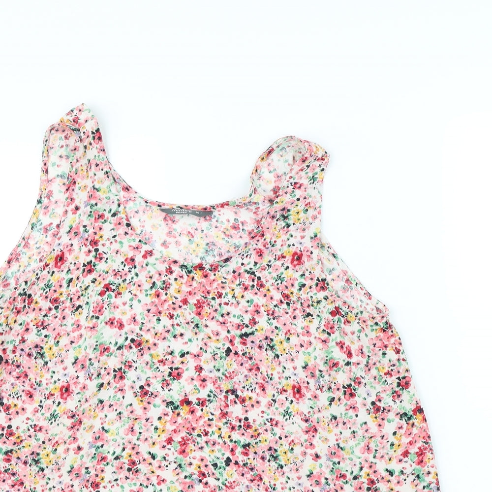 Nutmeg Womens Pink Floral  Basic Tank Size 16