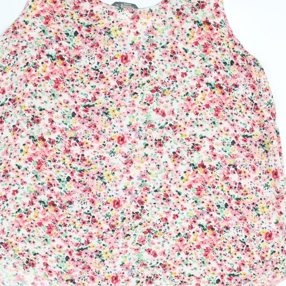 Nutmeg Womens Pink Floral  Basic Tank Size 16