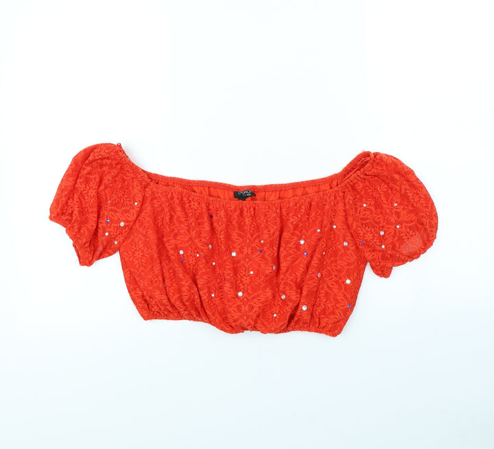 Topshop Womens Red   Cropped Blouse Size 16
