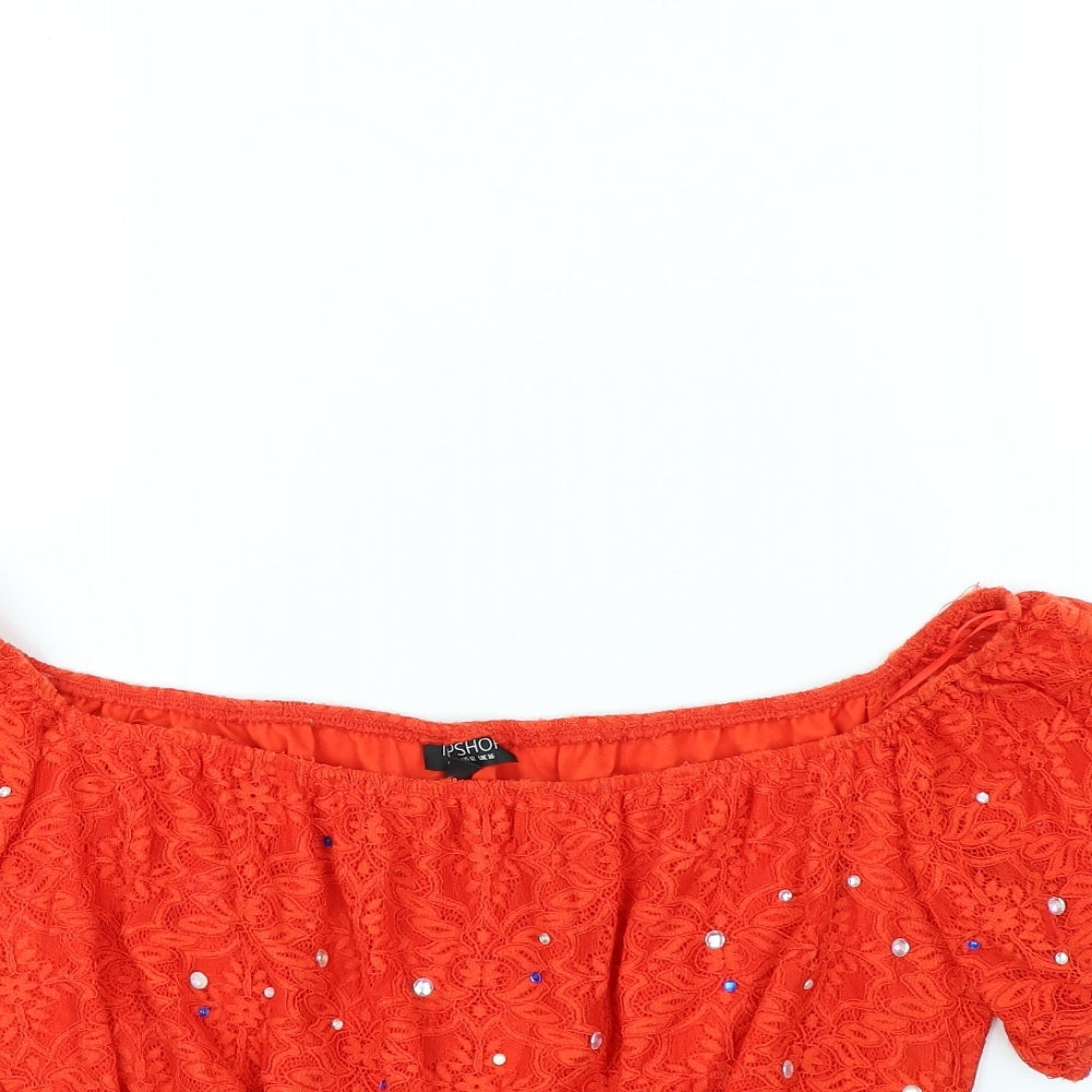 Topshop Womens Red   Cropped Blouse Size 16
