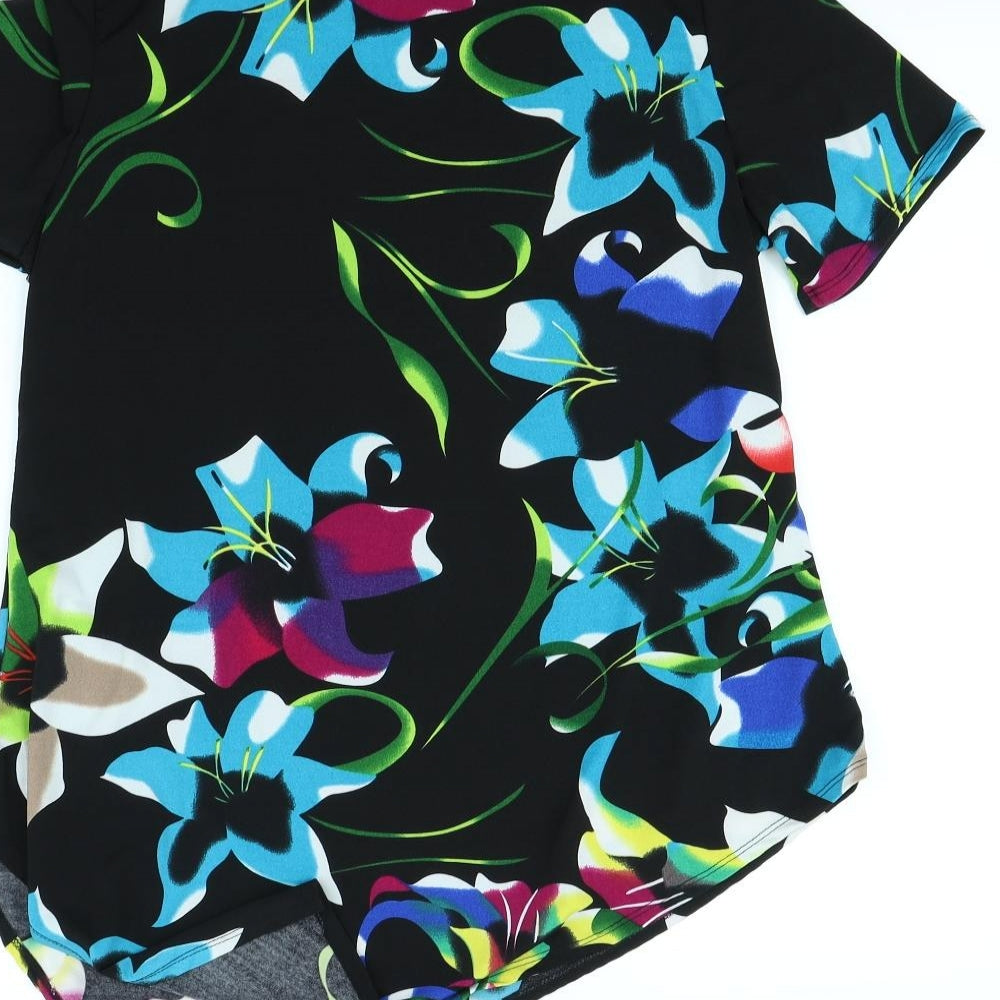 Saloos Womens Black Floral  Basic Blouse Size 16