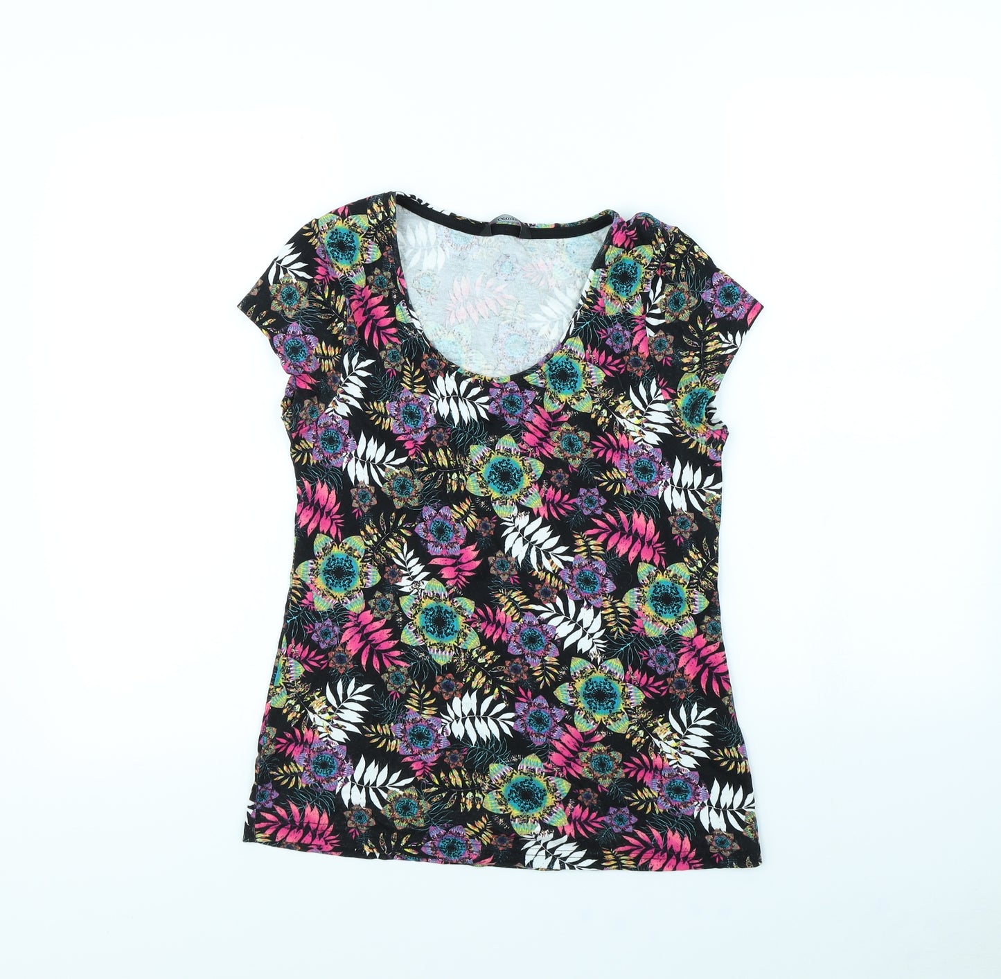 George Womens Black Floral  Basic T-Shirt Size 14