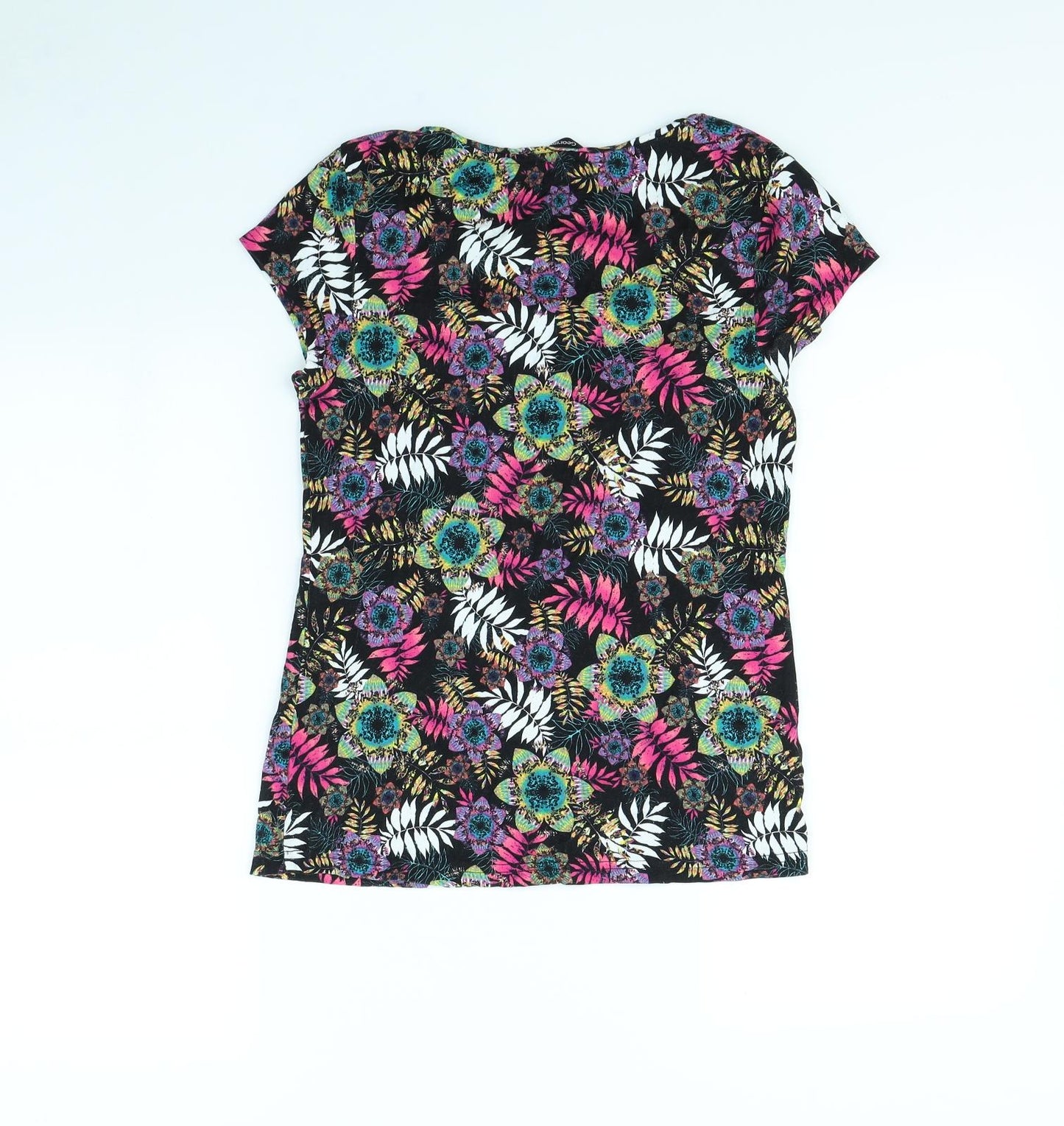 George Womens Black Floral  Basic T-Shirt Size 14
