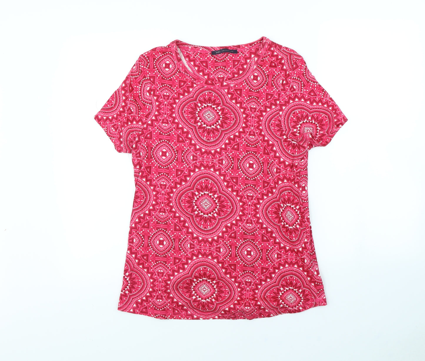 M&S Womens Pink Geometric  Basic T-Shirt Size 16