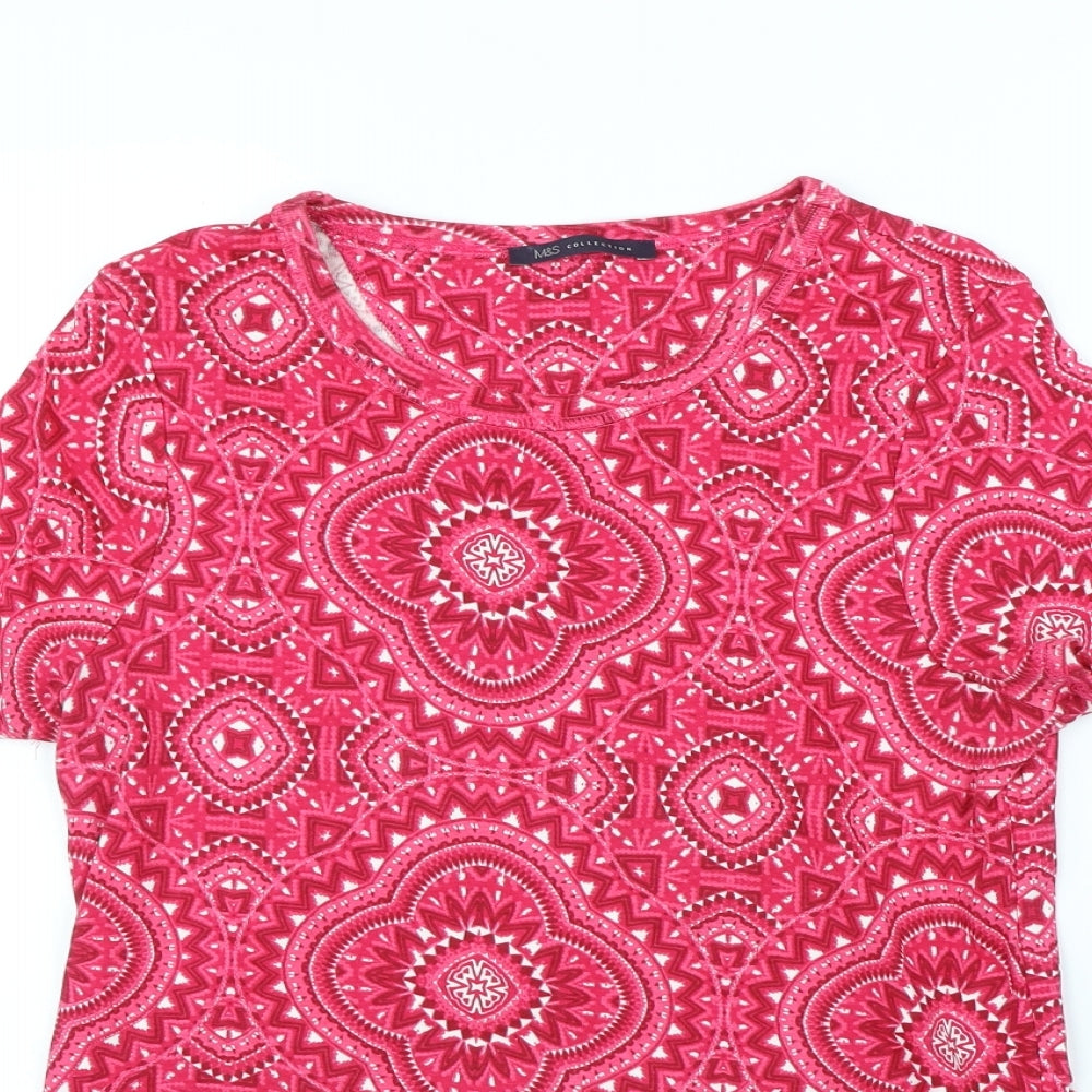 M&S Womens Pink Geometric  Basic T-Shirt Size 16