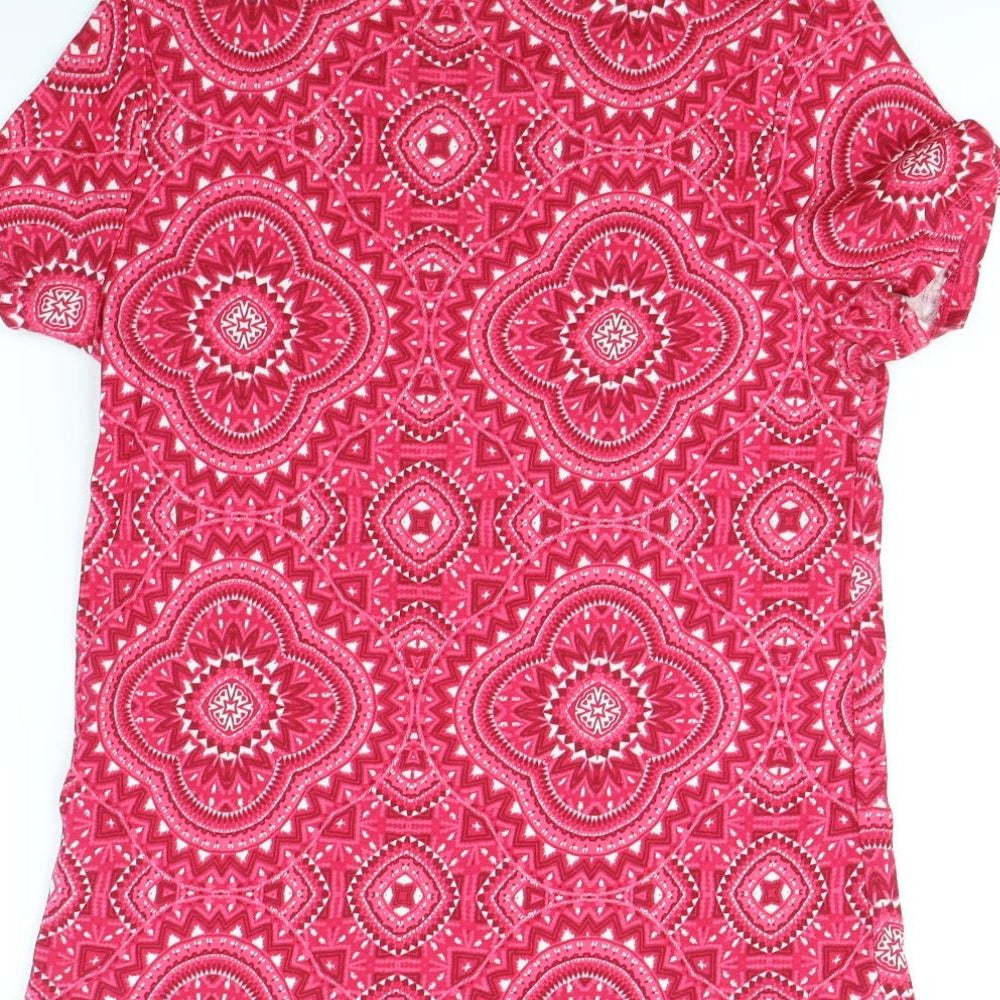 M&S Womens Pink Geometric  Basic T-Shirt Size 16