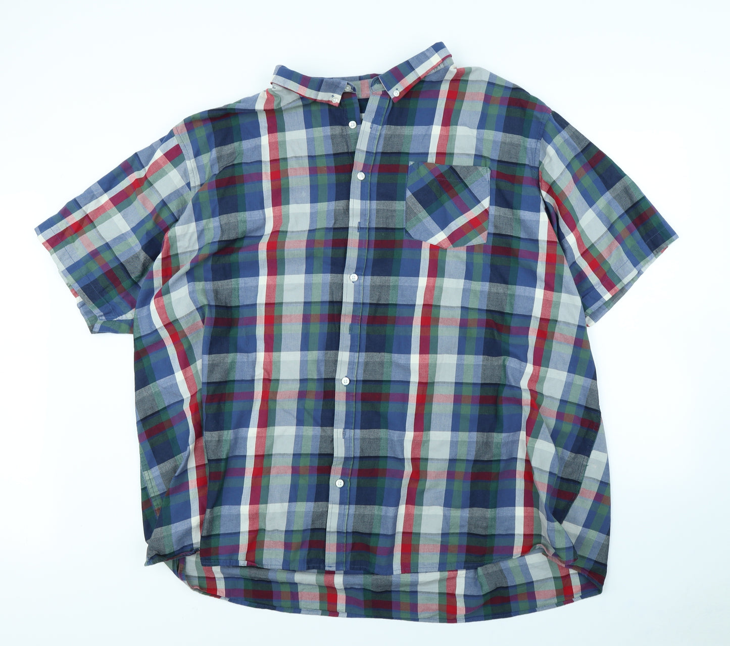 Jacamo Mens Blue Plaid   Dress Shirt Size 4XL