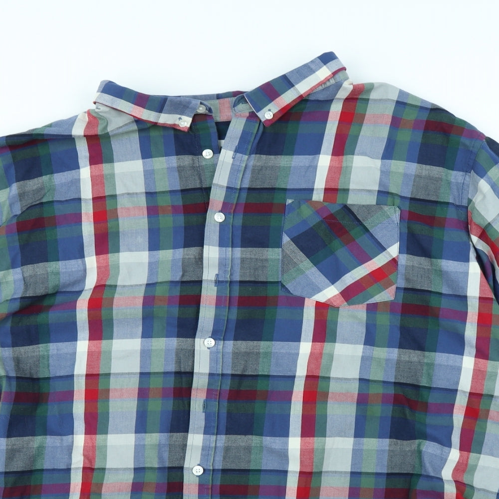 Jacamo Mens Blue Plaid   Dress Shirt Size 4XL