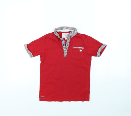 Front view of j jeans boys’ red basic polo, size 6, years