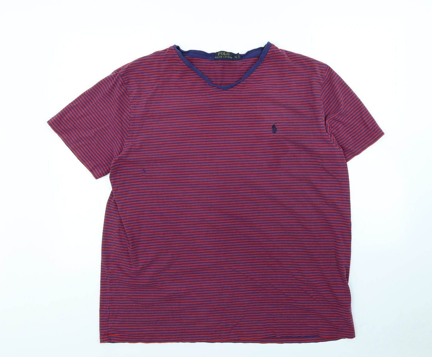 Ralph Lauren Mens Red Striped   T-Shirt Size XL