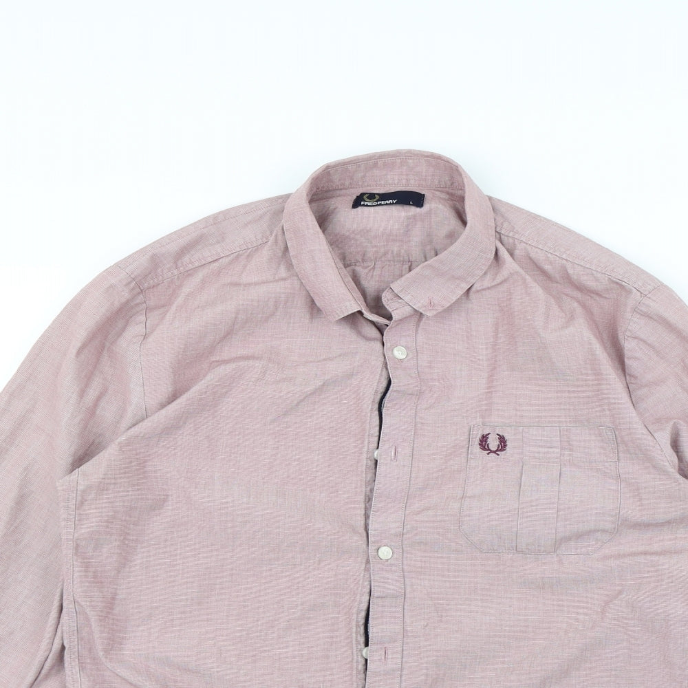 Fred Perry Mens Red    Dress Shirt Size L